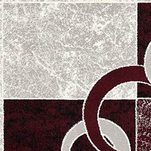 10' Red And White Abstract Runner Rug